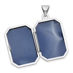 Sterling Silver Rhodium-plated Half Point Diamond Flower And Star 20mm Rectangle Locket