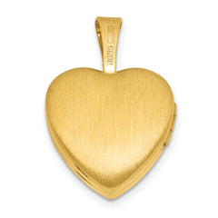 Sterling Silver Gold-plated Polished Front/Brushed Back Stars 12mm Heart Locket