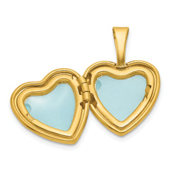 Sterling Silver Gold-plated Polished Front/Brushed Back Stars 12mm Heart Locket