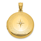 Sterling Silver Gold-plated Polished Front/Brushed Back 1/20 carat Diamond with Celtic Knot Border 20mm Round Locket