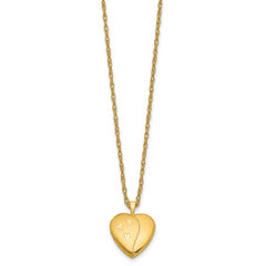 1/20 14K Gold Filled 16mm Satin and Polished Heart Locket Necklace