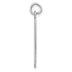 SS Rh-plt Engraveable Rectangle Polished Front/Satin Back Disc Charm