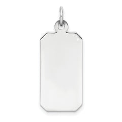 SS Rh-plt Engraveable Rectangle Polished Front/Satin Back Disc Charm