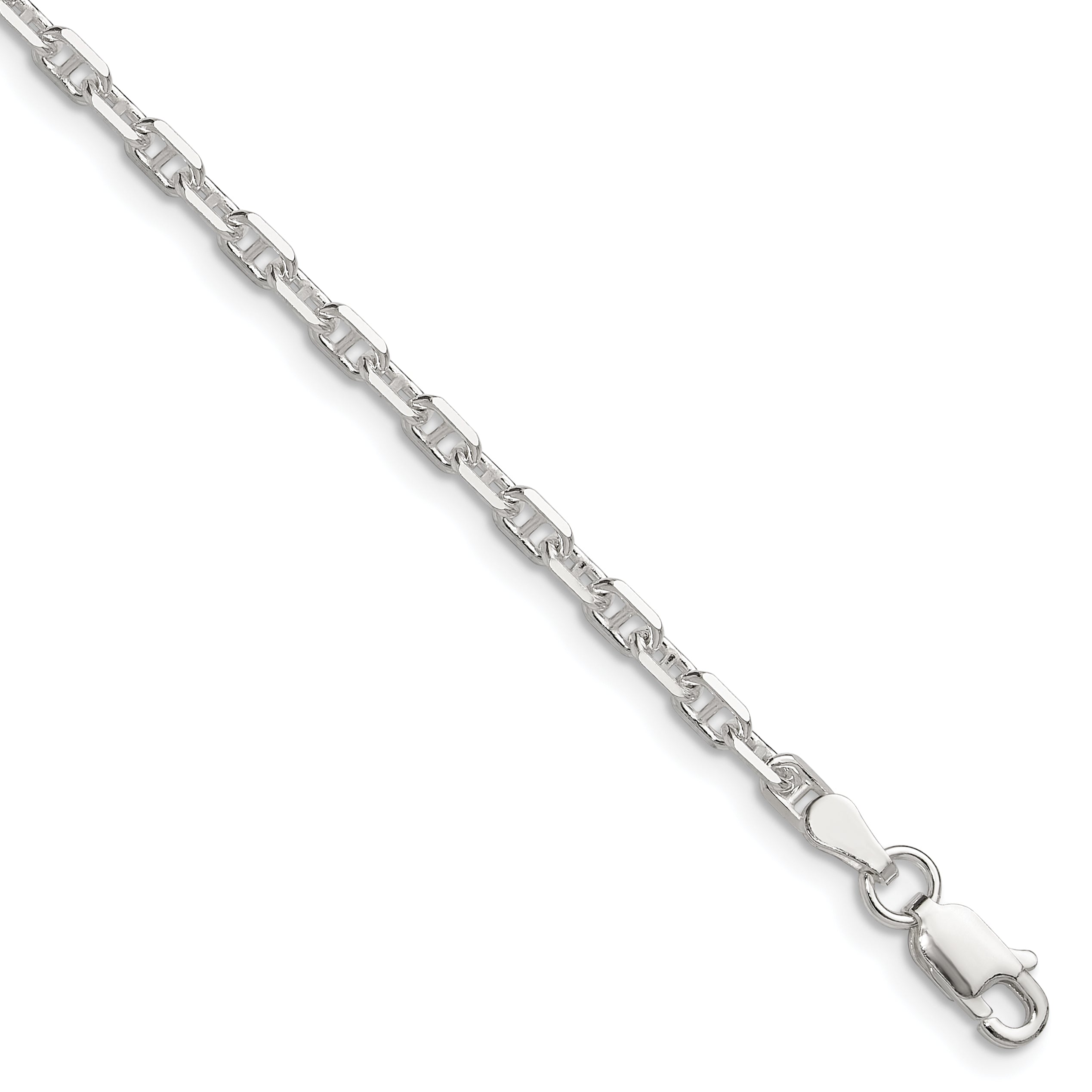 Sterling Silver Polished and D/C 3mm Mariner Link Chain