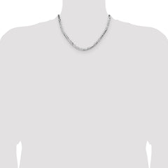 Sterling Silver Rhodium-plated 4.0mm Lightweight Flat Figaro Chain