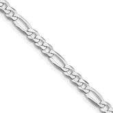 Sterling Silver Rhodium-plated 4.5mm Lightweight Flat Figaro Chain