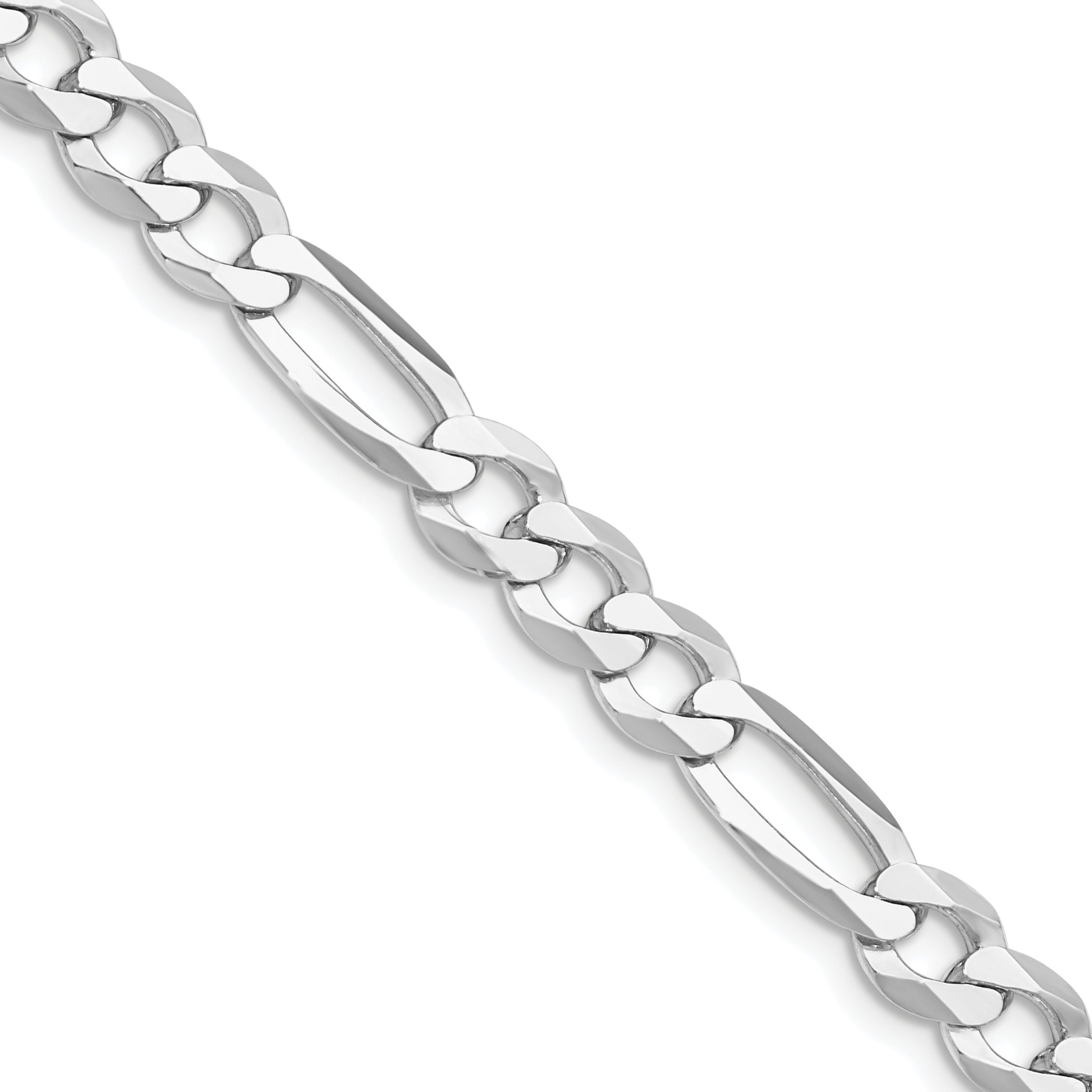 Sterling Silver Rhodium-plated 7.0mm Lightweight Flat Figaro Chain