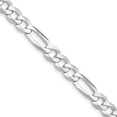 Sterling Silver Rhodium-plated 7.0mm Lightweight Flat Figaro Chain