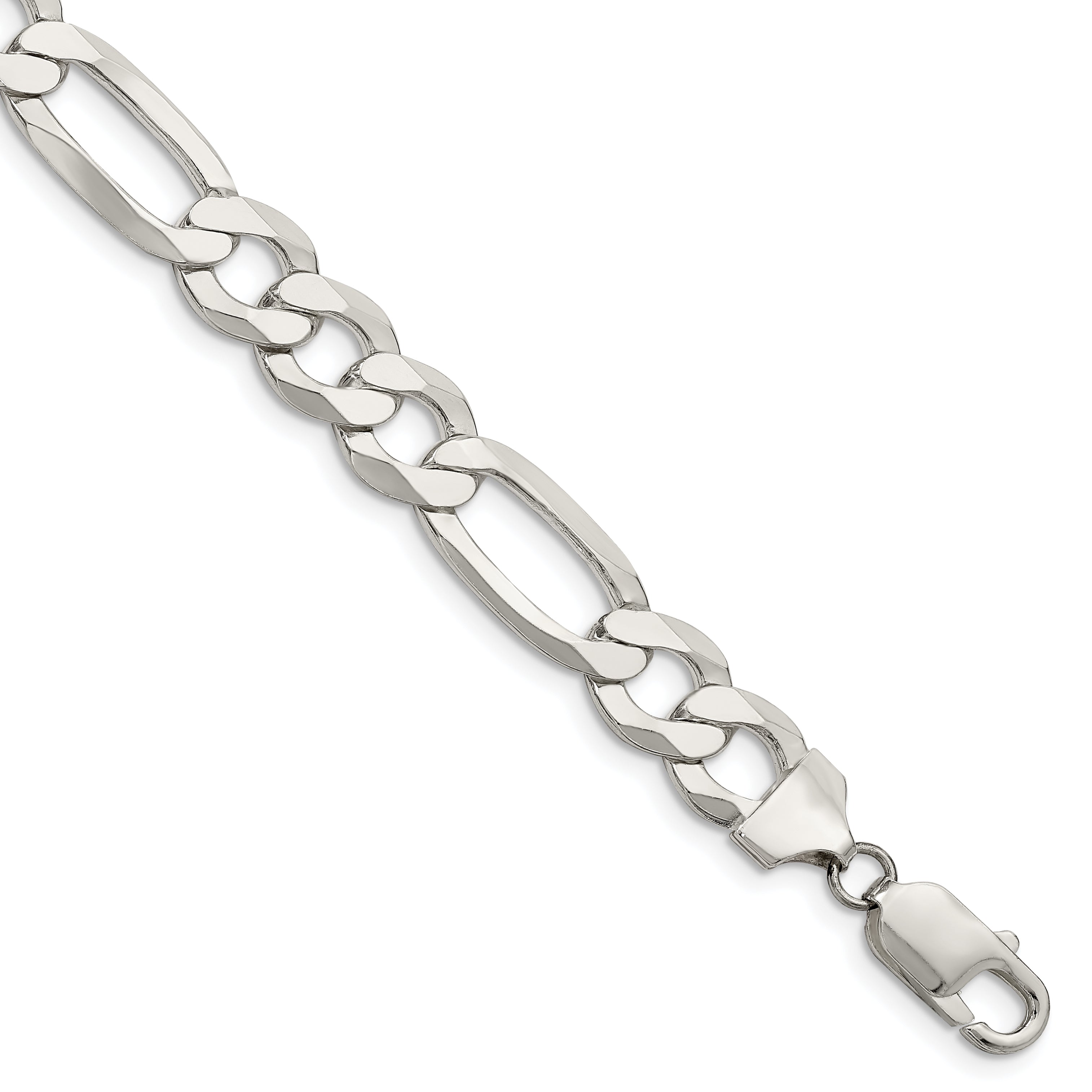 Sterling Silver 9.7mm Lightweight Flat Figaro Chain