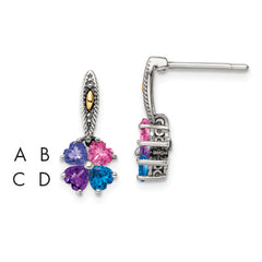 Sterling Silver Antiqued w/14k 4-stone Mother's Ring Mounting (No Stones Included) (No Stones Included)