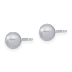 Majestic Sterling Silver Rhodium-plated 6-7mm Grey Imitation Shell Pearl Stud Earrings