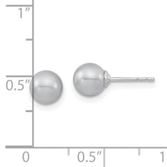 Majestic Sterling Silver Rhodium-plated 6-7mm Grey Imitation Shell Pearl Stud Earrings