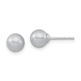Majestic Sterling Silver Rhodium-plated 6-7mm Grey Imitation Shell Pearl Stud Earrings