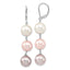 Majestic Sterling Silver Rhodium-plated 10-11mm White Pink and Purple Imitation Shell Pearl Leverback Dangle Earrings