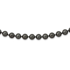 Majestik Sterling Silver Rhodium-Rhodium-Plated 10-11mm Black Imitation Shell Pearl Hand-knotted Necklace