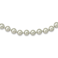 Majestik Sterling Silver Rhodium-Rhodium-Plated 10-11mm Grey Imitation Shell Pearl Hand-knotted Necklace