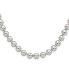 Majestic Sterling Silver Rhodium-Rhodium-Plated 10-11mm Grey Imitation Shell Pearl Hand-knotted Necklace