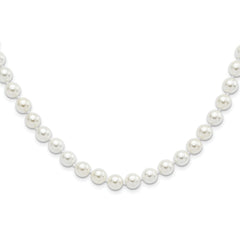 Majestic Sterling Silver Rhodium-Rhodium-Plated 8-9mm White Imitation Shell Pearl Hand-knotted Necklace