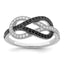 Micro-Pavé Black & White Cubic Zirconia Ring in Sterling Silver, Size 8 - Sophia Jewelers
