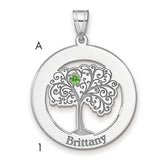 Sterling Silver/Rhodium-plated 1 Birthstone with SS Bezel Family Pendant