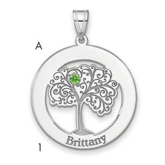 Sterling Silver/Rhodium-plated 1 Birthstone with SS Bezel Family Pendant
