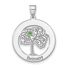 Sterling Silver/Rhodium-plated 1 Birthstone with SS Bezel Family Pendant