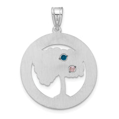 Sterling Silver/Rhodium-plated 2 Birthstone with SS Bezel Pendant