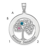 Sterling Silver/Rhodium-plated 2 Birthstone with SS Bezel Pendant