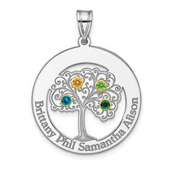 Sterling Silver/Rhod-plated 4 Birthstone with 14k Bezel Family Pendant