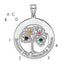 Sterling Silver/Rhodium-plated 4 Birthstone with SS Bezel Family Pendant