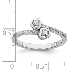 Brilliant Embers Sterling Silver Rhodium-plated 21 Stone Micro Pav‚ CZ Heart Ring