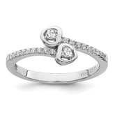 Brilliant Embers Sterling Silver Rhodium-plated 21 Stone Micro Pav‚ CZ Heart Ring