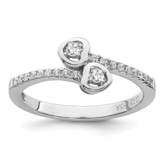 Brilliant Embers Sterling Silver Rhodium-plated 21 Stone Micro Pav‚ CZ Heart Ring