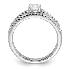 Brilliant Embers Sterling Silver Rhodium-plated 40 Stone Micro Pav‚ CZ 2 Piece Wedding Ring Set