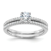 Brilliant Embers Sterling Silver Rhodium-plated 40 Stone Micro Pav‚ CZ 2 Piece Wedding Ring Set