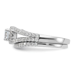 Brilliant Embers Sterling Silver Rhodium-plated 67 Stone Micro Pav‚ CZ 2 Piece Wedding Ring Set