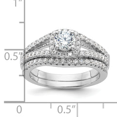 Brilliant Embers Sterling Silver Rhodium-plated 67 Stone Micro Pav‚ CZ 2 Piece Wedding Ring Set