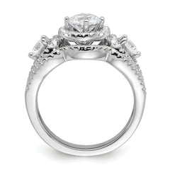 Brilliant Embers Sterling Silver Rhodium-plated 93 Stone Micro Pav‚ CZ 2-piece Wedding Set