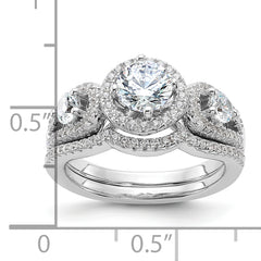 Brilliant Embers Sterling Silver Rhodium-plated 93 Stone Micro Pav‚ CZ 2-piece Wedding Set