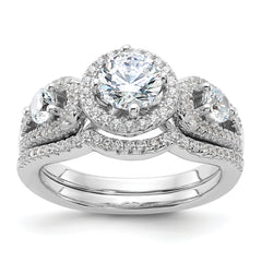 Brilliant Embers Sterling Silver Rhodium-plated 93 Stone Micro Pav‚ CZ 2-piece Wedding Set