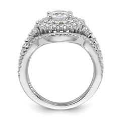 Brilliant Embers Sterling Silver Rhodium-plated 86 Stone Micro Pav‚ CZ 2-piece Wedding Set