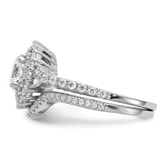 Brilliant Embers Sterling Silver Rhodium-plated 86 Stone Micro Pav‚ CZ 2-piece Wedding Set