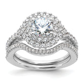 Brilliant Embers Sterling Silver Rhodium-plated 86 Stone Micro Pav‚ CZ 2-piece Wedding Set