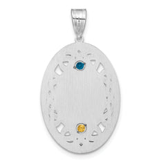 Sterling Silver Rhodium-plated Crystal Family Pendant