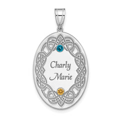 Sterling Silver Rhodium-plated Crystal Family Pendant