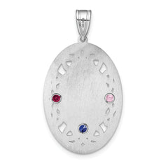 Sterling Silver Rhodium-plated Crystal Family Pendant