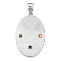 Sterling Silver Rhodium-plated Crystal Family Pendant