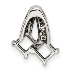 Sterling Silver Antiqued w/14k 2-stone w/Diamond Mother's Pendant