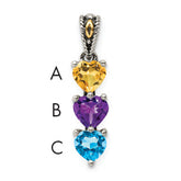 Sterling Silver Antiqued w/14k 3-stone Mother's Pendant Mounting