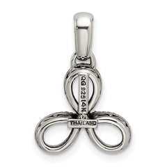 Sterling Silver Antiqued w/14k 3-stone w/Diamond Mother's Pendant